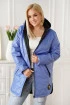 Długa niebieska wiosenna kurtka pikowana z kapturem - Edwige