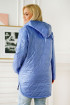 Długa niebieska jesienna kurtka pikowana z kapturem - Edwige