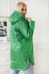 Długa zielona wiosenna kurtka pikowana z kapturem - Edwige