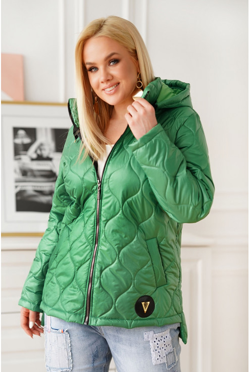 Zielona jesienna kurtka pikowana