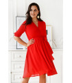 Czerwona szyfonowa sukienka z kopertowym dekoltem - Anisa