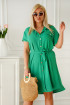 Zielona sukienka z guzikami i wiązaniem w pasie - Madalena II