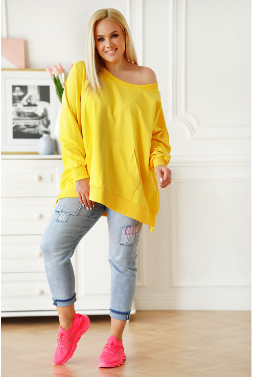 luźna żółta bluza plus size