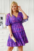 Fioletowa sukienka z kopertowym dekoltem we wzór zebry - Lamer