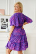 Fioletowa sukienka z kopertowym dekoltem we wzór zebry - Lamer