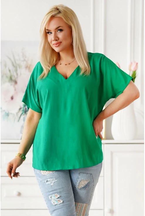 Zielona bluzka z dekoltem V