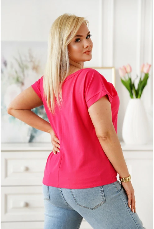 różowa bluzka plus size - tył
