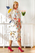 Kremowa sukienka w kolorowe kwiaty - Venezia