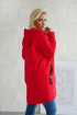 Czerwony ciepły krótki płaszczyk plus size z kapturem - Laila krótki