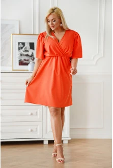 Pomarańczowa sukienka z kopertowym dekoltem - Cordele