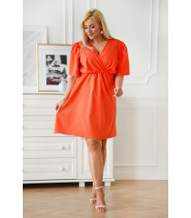 Pomarańczowa sukienka z kopertowym dekoltem - Cordele