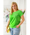 Zielona bluzka z krótkim rękawkiem z nadrukiem w kształcie serca - Ameline