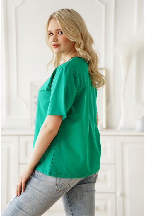 stylowa bluzka basic w modnej zieleni xxl