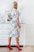 Kremowa sukienka w kolorowe lilie - Venezia