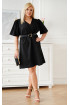 Czarna sukienka z kopertowym dekoltem - Cordele