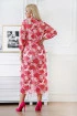 Kremowa siateczkowa sukienka w różowe kwiaty - Roseli