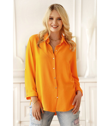 Pomarańczowa koszula plus size zapinana na guziki - Olesia