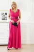 Różowa brokatowa sukienka maxi z kopertowym dekoltem - Carlie