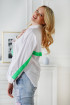Biała koszula z zieloną taśmą na plecach - Loreni