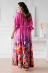 Różowa sukienka maxi z kwiatowym dołem - PANDORA