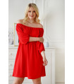 Czerwona sukienka hiszpanka z gumką w talii - Noeli