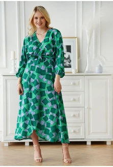 Zielona kopertowa sukienka maxi w kwadraty - Mindy