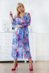 Różowa siateczkowa sukienka w niebieskie kwiaty - Roseli