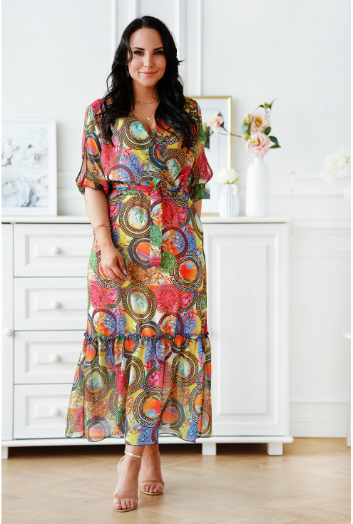 Kolorowa sukienka maxi z wzorem