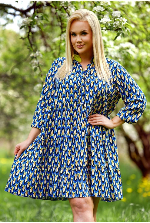 Chabrowo-limonkowa sukienka duże rozmiary