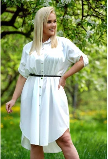 Biała sukienka koszulowa z paskiem - Nadina