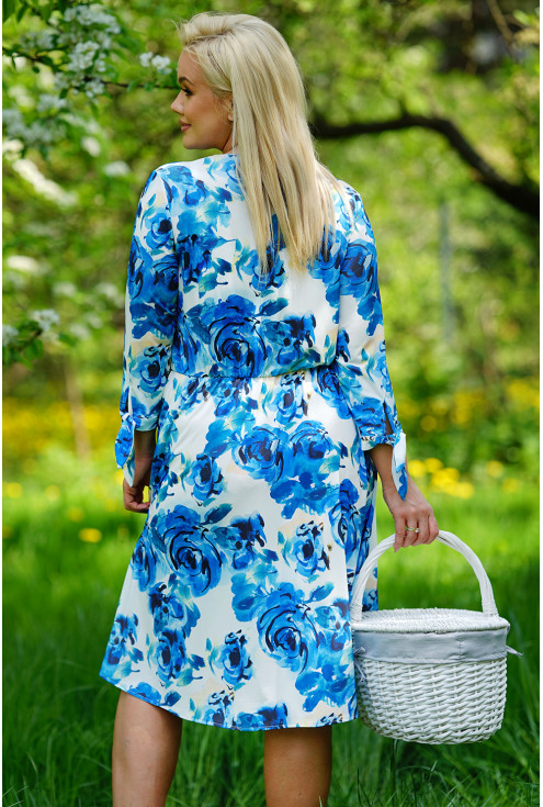sukienka w niebieskie kwiaty xxl - tył