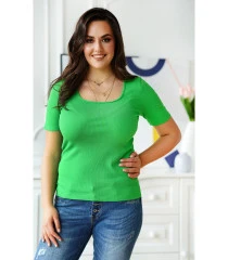 Zielona bluzka prążkowana (bawełna) - Cheryl