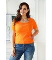 Pomarańczowa neon bluzka prążkowana (bawełna) - Cheryl