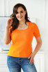 Pomarańczowa neon bluzka prążkowana (bawełna) - Cheryl
