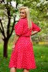 Różowa rozkloszowana sukienka z wzorem w drobne groszki - Marceline