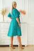 Zielono-morska rozkloszowana sukienka w drobne groszki - Marceline