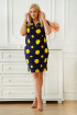 Granatowa sukienka z dekoltem woda w żółte kropki - Lauren