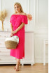 Różowa sukienka hiszpanka maxi z falbaną na dekolcie - Fabie