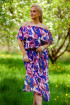 Niebieska szyfonowa sukienka hiszpanka maxi w kwiaty - Fabie