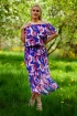 Niebieska szyfonowa sukienka hiszpanka maxi w kwiaty - Fabie