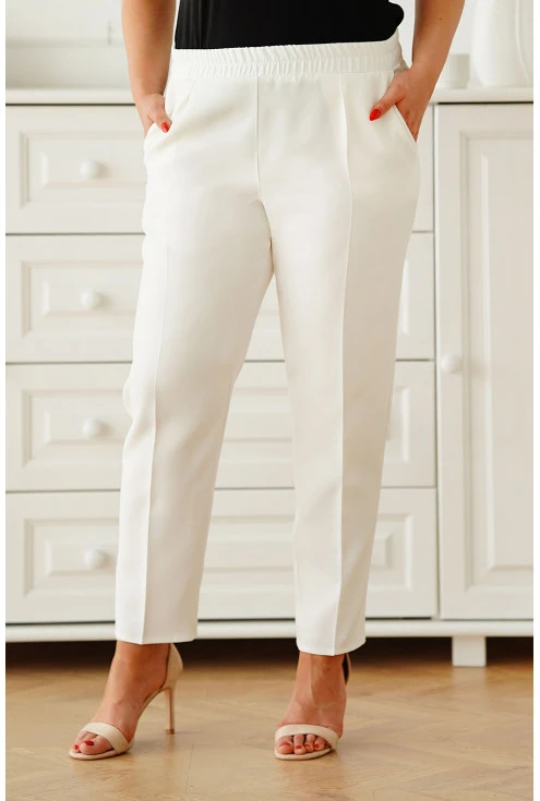 Kremowo-białe eleganckie spodnie XXL