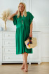 Zielona lniana sukienka z krótkim rękawkiem - Trelli
