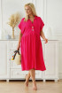 Różowa lniana sukienka z krótkim rękawkiem - Trelli