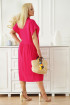 Różowa lniana sukienka z krótkim rękawkiem - Trelli