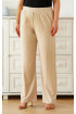 Jasnobeżowe spodnie z szeroką nogawką z gumką w pasie - Santori