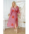 Różowy plażowy szlafrok damski z modnym wzorem - Linde