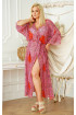 Różowy plażowy szlafrok damski z modnym wzorem - Linde