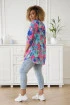 Różowa bluzka hiszpanka w niebieskie kwiaty - Estela