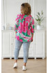 Kolorowa bluzka w kwiatowy wzór z wiązaniem przy dekolcie - Violet