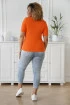 Pomarańczowa neon bluzka prążkowana z ozdobną naszywką (bawełna) - Cheryl